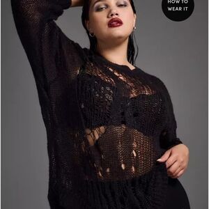Torrid Black Distressed Knit Sweater